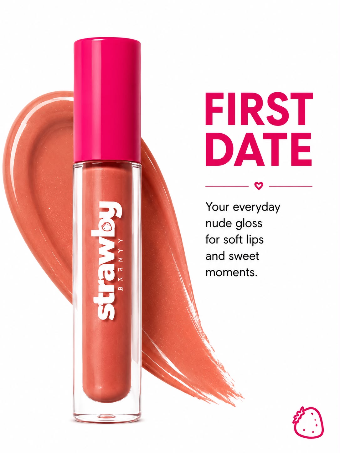 First Date | High Shine Nude Lip Gloss | Juicy Nourishing Formula | 5.5 ml
