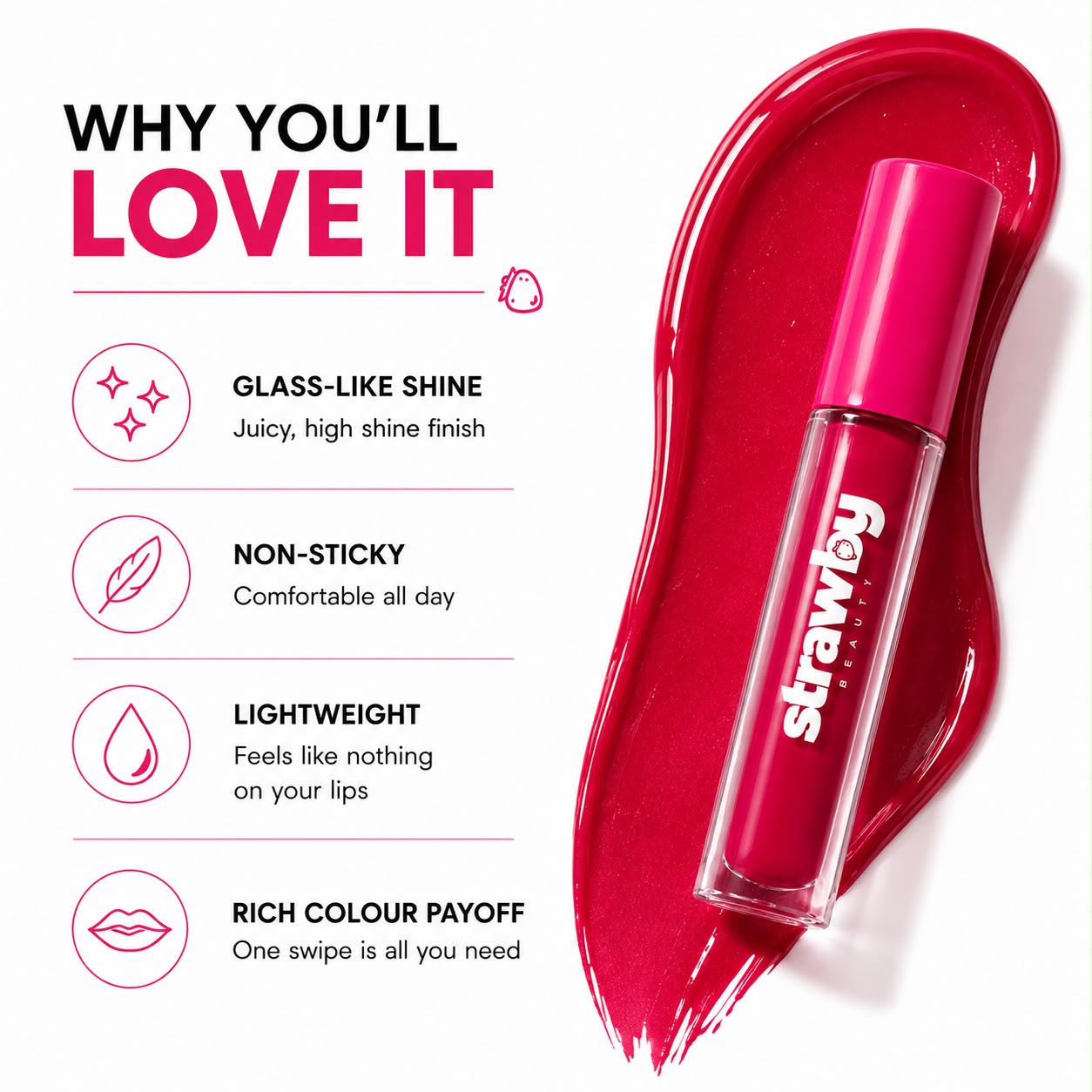 Hot Gossip | High Shine Cherry Lip Gloss | Juicy Nourishing Formula | 5.5 ml