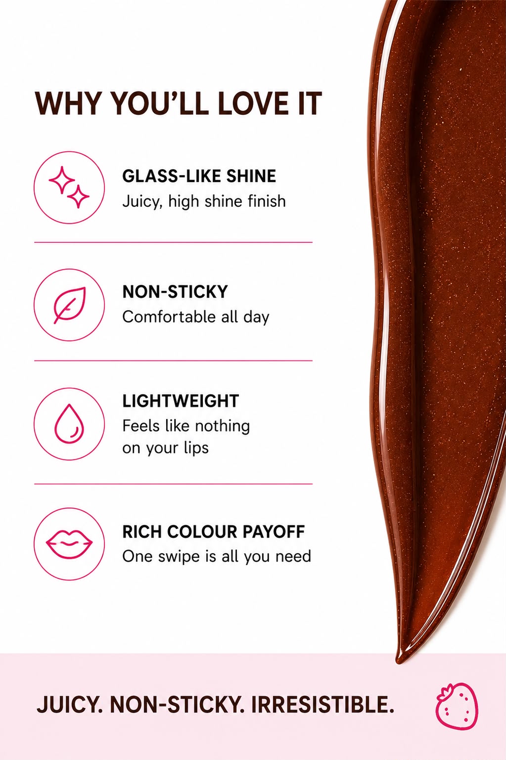 Toasted Mocha | High Shine Brown Lip Gloss | Juicy Nourishing Formula | 5.5 ml